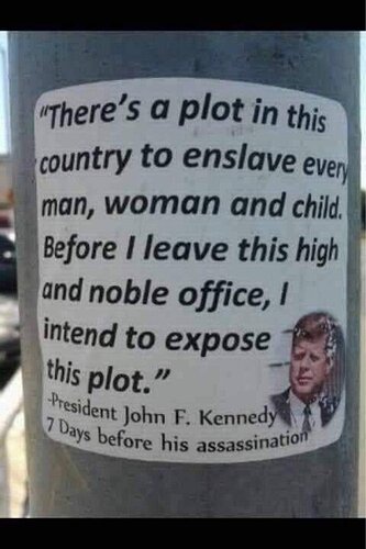 JFK quote on a pole