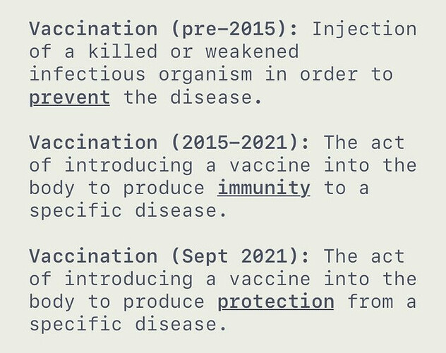 Vaccine definition changes