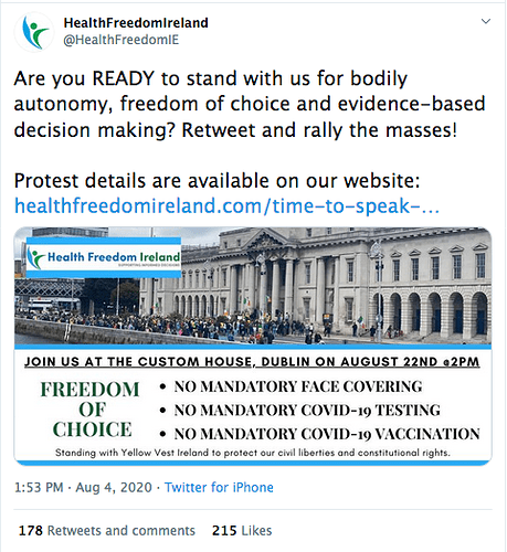Health Freedom Ireland Tweet