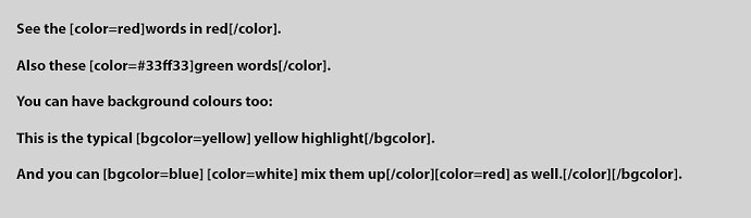 BBcolour codes