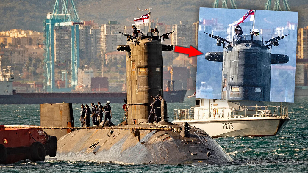 Royal Navy Submarine Appears In Gibraltar Equipped With Enhanced Wake