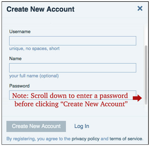 creating a new account
