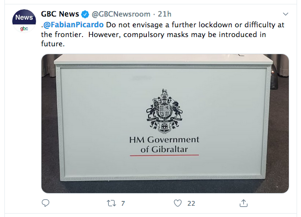 gbc tweet on mask compulsory