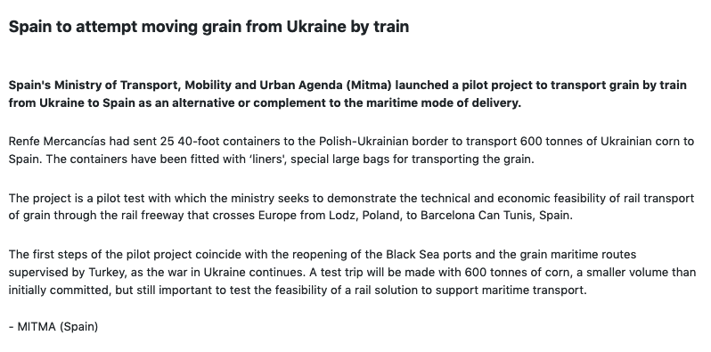 Spain Ukraine Grain by Train