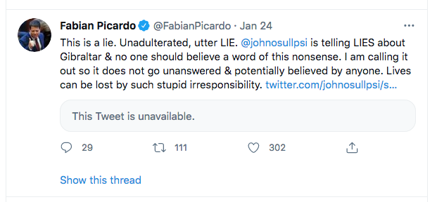 Picardo tweet on John OSullivan of PS